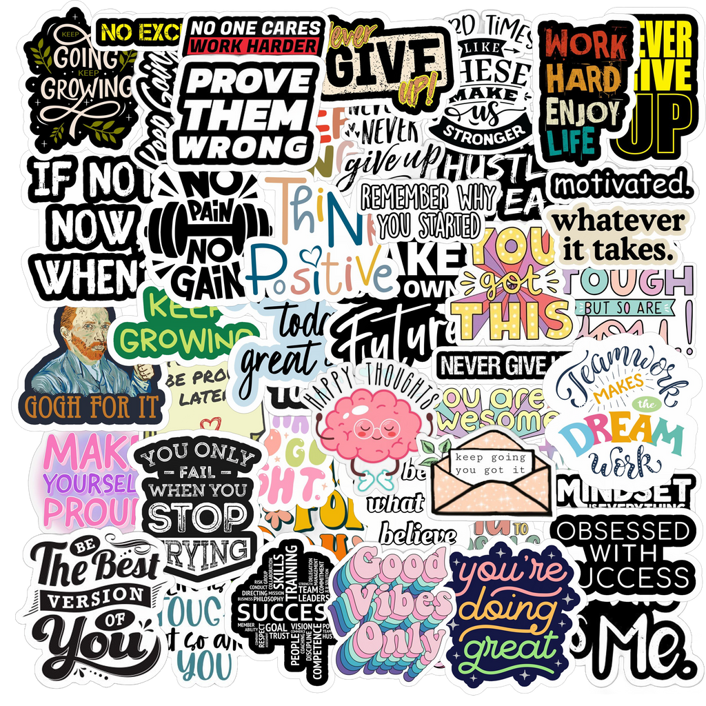 Motivational Stickers – Pack of 50 Waterproof Vinyl Decals (2.5 inch) for Laptops, Bottles & Journals