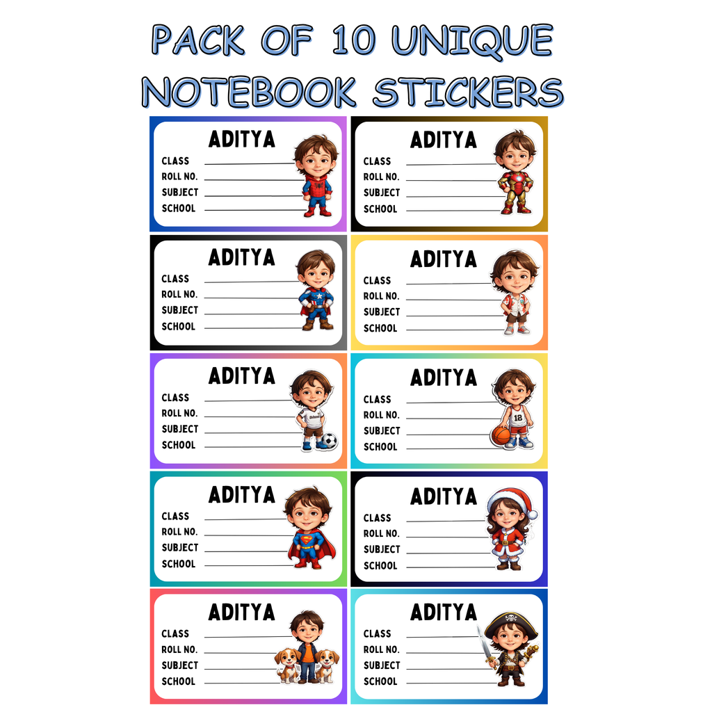 Personalised School Book Stickers – (Pack of 20) Custom Name Labels fo ...